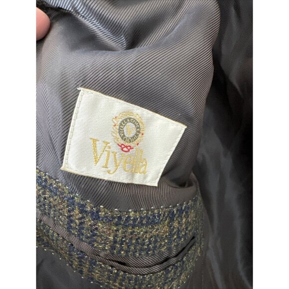 Viyella Men 44 Wool Cashmere Blend Check Brown Navy Blazer Sports Coat - Picture 8 of 8